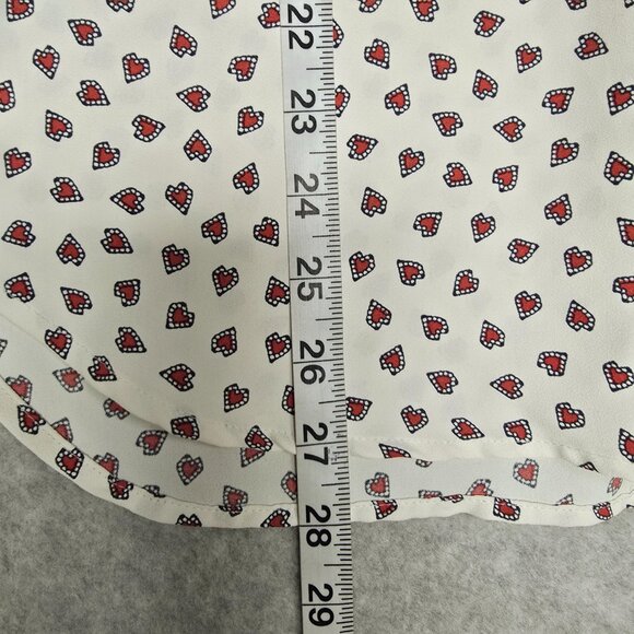Ann Taylor Women S Long Sleeve Heart Print Pull Over Blouse Shirt Office Career - Picture 9 of 9